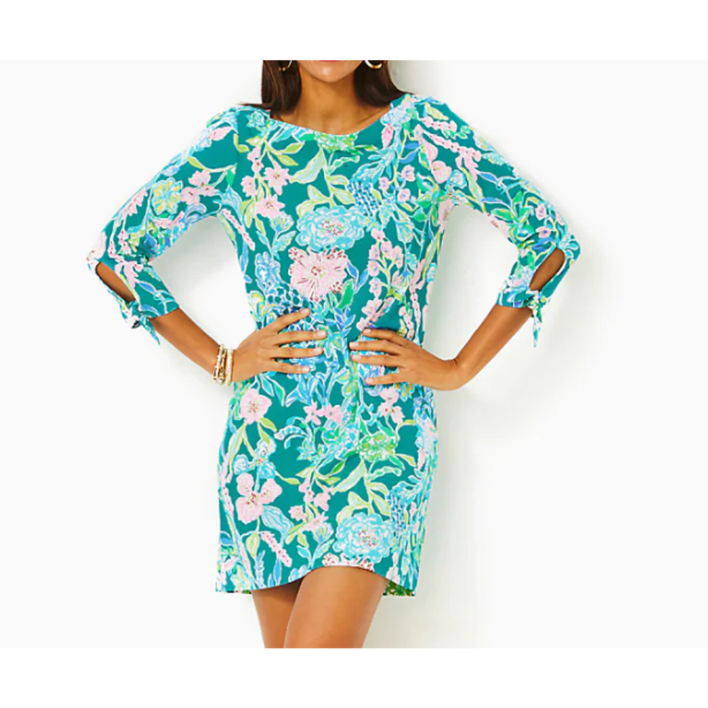 Lilly Pulitzer Lidia Dress XL NWOT Hot on the Vine Green Coastal Floral Shift